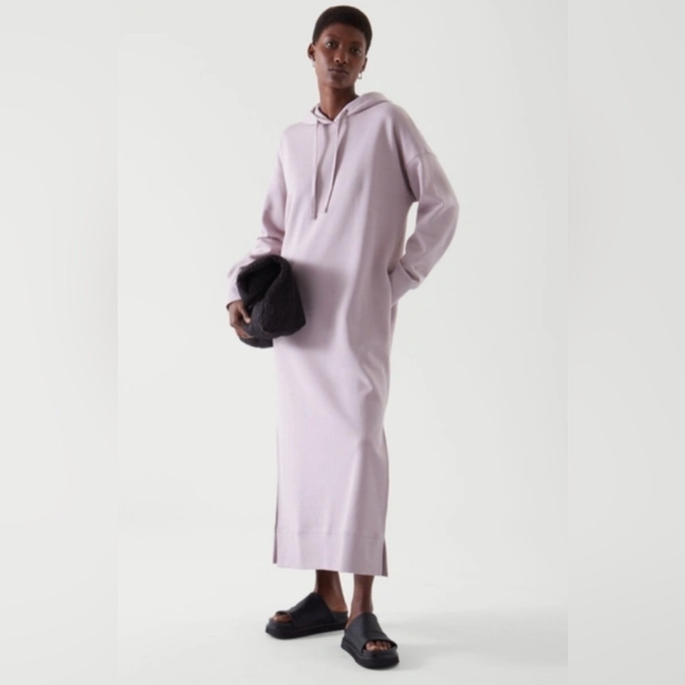 COS Washed Lilac Long Sleeve Relaxed-fit Maxi Sweatshirt Dress W/ Pockets Size S